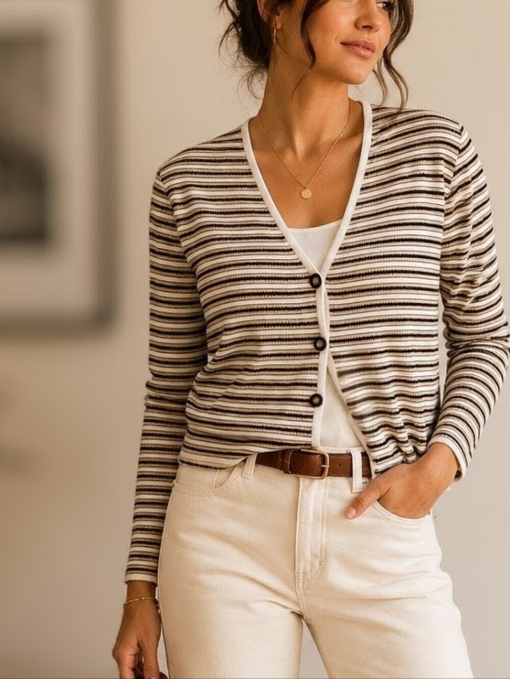 St. John Sport by Marie Gray Striped Knit Cardigan | USA | Size P